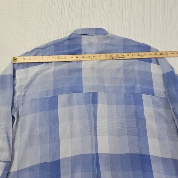 Old Navy Women's Loose Gossamer Boyfriend Shirt Blue White Plaid Size XXL - Picture 10 of 13